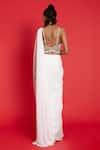 Shop_Aurouss_Ivory Crickled Shimmer Chiffon Embroidered Pearls Pre-draped Saree And Blouse _at_Aza_Fashions