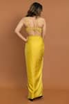 Aurouss_Yellow Silky Satin Polka Dot Pattern Cape And Draped Skirt Set  _at_Aza_Fashions