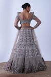 Shop_Aurouss_Grey Organza Megha Midnight Garden Embellished Bridal Lehenga Set _at_Aza_Fashions