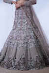 Shop_Aurouss_Grey Organza Megha Midnight Garden Embellished Bridal Lehenga Set _Online_at_Aza_Fashions