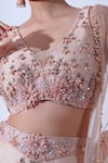 Aurouss_Peach Silk Embroidery Amara Garden Embellished Bridal Lehenga Set _Online_at_Aza_Fashions