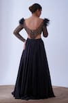 Shop_Aurouss_Black Sandwash Satin Emma Cutdana Fleur Jaal Bodysuit With Lehenga _at_Aza_Fashions