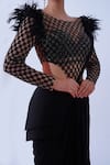 Buy_Aurouss_Black Navya Cutdana Florin Jaal Bodysuit With Pre-draped Saree _Online_at_Aza_Fashions