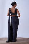 Shop_Aurouss_Black Satin Silk Myra Helix Embellished Pre-draped Saree Set _at_Aza_Fashions