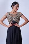 Shop_Aurouss_Black Georgette Jia Floral Burst Embellished Cold Shoulder Gown _Online_at_Aza_Fashions