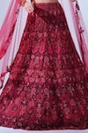 Buy_Aurouss_Maroon Mesh Net Nisha Gulbahar Embellished Bridal Lehenga Set _Online_at_Aza_Fashions