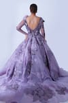 Shop_Aurouss_Purple Twill Organza Embroidery Periwinkle Sequin Sweetheart Neck Gown _at_Aza_Fashions
