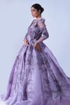 Buy_Aurouss_Purple Twill Organza Embroidery Periwinkle Sequin Sweetheart Neck Gown _Online_at_Aza_Fashions