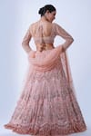 Shop_Aurouss_Peach Tulle Embroidery Crystals Rumi French Fleur Bridal Lehenga Set _at_Aza_Fashions