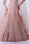 Aurouss_Peach Tulle Embroidery Jasmine Gullista Encrusted Bridal Lehenga Set _Online_at_Aza_Fashions