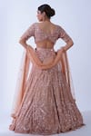 Shop_Aurouss_Peach Tulle Embroidery Jasmine Gullista Encrusted Bridal Lehenga Set _Online_at_Aza_Fashions