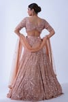 Shop_Aurouss_Peach Tulle Embroidery Crystals Jasmine Gullista Encrusted Bridal Lehenga Set _Online_at_Aza_Fashions