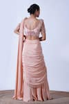 Shop_Aurouss_Peach Crape Embroidery Vedika Embellished Border Palazzo Saree Set _at_Aza_Fashions