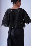 Buy_Aurouss_Black Tulle Embroidery Crystals Open Helix Embellished Cutwork Cape _Online_at_Aza_Fashions