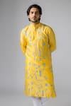 Buy_Bihart_Yellow Cotton, Silk Patchwork Kurta _at_Aza_Fashions