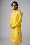 Shop_Bihart_Yellow Cotton, Silk Patchwork Kurta _at_Aza_Fashions