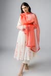 Buy_Bihart_Off White Anarkali And Trouser  Cotton Silk Threadwork Applique Floral Set _at_Aza_Fashions