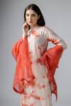 Shop_Bihart_Off White Tussar, , Organza, Satin Tie-dye Kurta Trouser Set _Online_at_Aza_Fashions