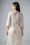 Shop_Bihart_Off White Tussar, Organza Round Neck Placed Tie-dye Kurta Trouser Set _at_Aza_Fashions