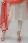 Buy_Bihart_Off White Tussar, Organza Round Neck Placed Tie-dye Kurta Trouser Set _Online_at_Aza_Fashions