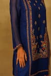 Neha Poddar_Blue Pant Summer Silk With Organza Embroidery Floral Round Neck Kurta Set _Online_at_Aza_Fashions