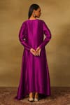 Shop_Neha Poddar_Purple Dupion Silk Embroidery Dabka Round Neck Paisley Tunic _at_Aza_Fashions