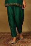 Buy_Neha Poddar_Green Kurta And Dupatta Organza Embroidery Dabka Round Flower Pleated Pant Set _Online_at_Aza_Fashions