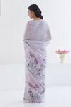 Shop_Surmaye_Purple Handloom Cotton Cherished Times Iris Flower Pattern Saree _at_Aza_Fashions