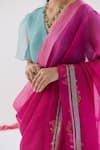 Buy_Surmaye_Pink Handwoven Organza Mulberry Silk Nostalgic Embrace Jamdani Saree _Online_at_Aza_Fashions