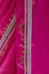 Shop_Surmaye_Pink Handwoven Organza Mulberry Silk Nostalgic Embrace Jamdani Saree _Online_at_Aza_Fashions