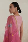 Buy_Surmaye_Pink Handwoven Organza Mulberry Silk Indulgence Jamdani Saree  _Online_at_Aza_Fashions