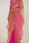 Buy_Surmaye_Pink Handwoven Mulberry Silk Zari Striped Cheer Dual Shaded Saree  _Online_at_Aza_Fashions