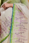 Buy_Surmaye_White Handwoven Organza Silk Field Border Jamdani Saree _Online_at_Aza_Fashions