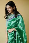 Buy_Surmaye_Green Zari Silk Dancing Moonlight Saree _Online_at_Aza_Fashions