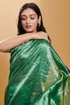 Surmaye_Green Zari Silk Dancing Moonlight Saree _at_Aza_Fashions