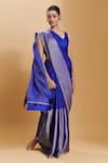 Buy_Surmaye_Blue Silk Satin Confluence Saree _at_Aza_Fashions