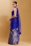 Shop_Surmaye_Blue Silk Satin Confluence Saree _at_Aza_Fashions