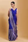 Buy_Surmaye_Blue Silk Satin Confluence Saree _Online_at_Aza_Fashions