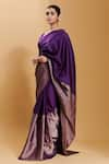 Buy_Surmaye_Purple Silk Satin Confluence Bordered Saree _at_Aza_Fashions