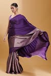 Buy_Surmaye_Purple Silk Satin Confluence Bordered Saree _Online_at_Aza_Fashions