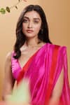 Surmaye_Pink Organza Mulberry Silk Love Canal Saree _Online_at_Aza_Fashions