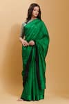 Buy_Surmaye_Green Organza Mulberry Silk Love Canal Bordered Saree _at_Aza_Fashions