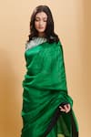 Shop_Surmaye_Green Organza Mulberry Silk Love Canal Bordered Saree _at_Aza_Fashions