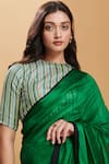 Surmaye_Green Organza Mulberry Silk Love Canal Bordered Saree _Online_at_Aza_Fashions