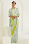 Buy Surmaye Green Handloom Cotton, Silk Serendipity Handwoven Bordered Saree at Aza Fashions Buy_Surmaye_Green Handloom Cotton, Silk Serendipity Handwoven Bordered Saree _at_Aza_Fashions