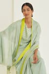 Buy Surmaye Green Handloom Cotton, Silk Serendipity Handwoven Bordered Saree Online at Aza Fashions Buy_Surmaye_Green Handloom Cotton, Silk Serendipity Handwoven Bordered Saree _Online_at_Aza_Fashions
