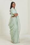 Surmaye_Green Silk Zari Serenity Stripe Pattern Handwoven Saree _Online_at_Aza_Fashions