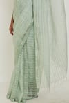 Buy_Surmaye_Green Silk Zari Serenity Stripe Pattern Handwoven Saree _Online_at_Aza_Fashions