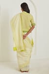 Shop_Surmaye_Ivory Handwoven Handloom Cotton Silk Stripes Nostalgia Saree  _at_Aza_Fashions