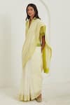 Surmaye_Ivory Handwoven Handloom Cotton Silk Stripes Nostalgia Saree  _Online_at_Aza_Fashions